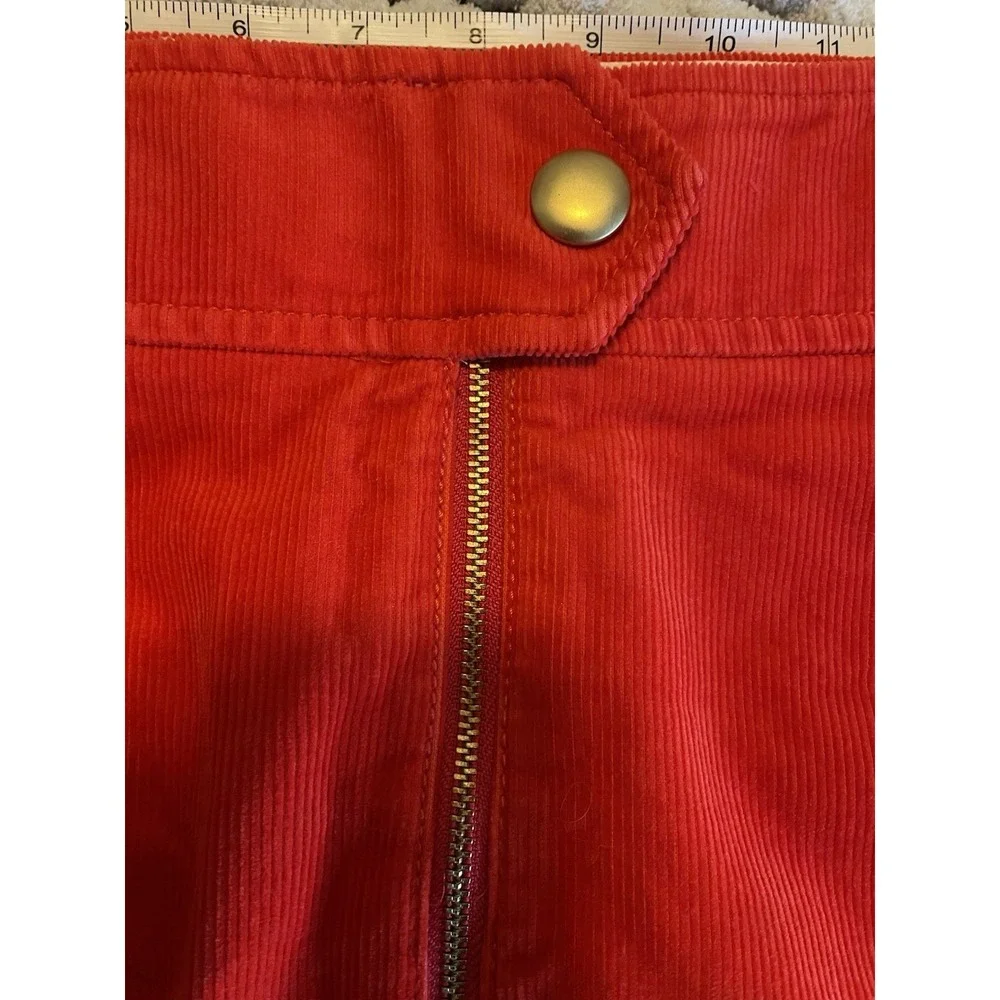 J.Crew Red Corduroy A-Line Mini Skirt 6 Cotton Zip Front Dark Academia Fall